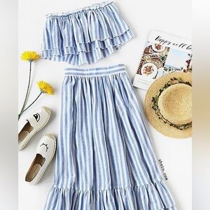 Blue and White Striped Skirt Set NWT